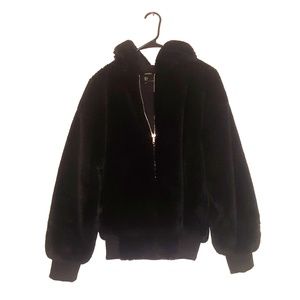 Forever 21 hooded faux fur coat